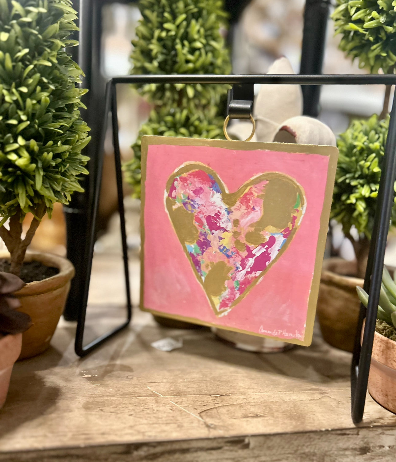 Valentine's Day: Pink and Gold Mini Print with Gold Frame