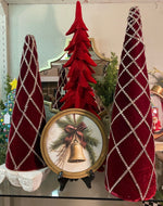 Load image into Gallery viewer, Elegant Velvet Burgundy Gold Rhinestone Style Trees Set of 3
