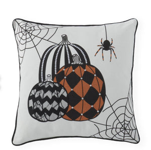 Harlequin, Chevron, Sequin Halloween White Pillow