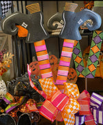 Load image into Gallery viewer, Halloween Patterned Metal Witch Legs Stakes Multiple options
