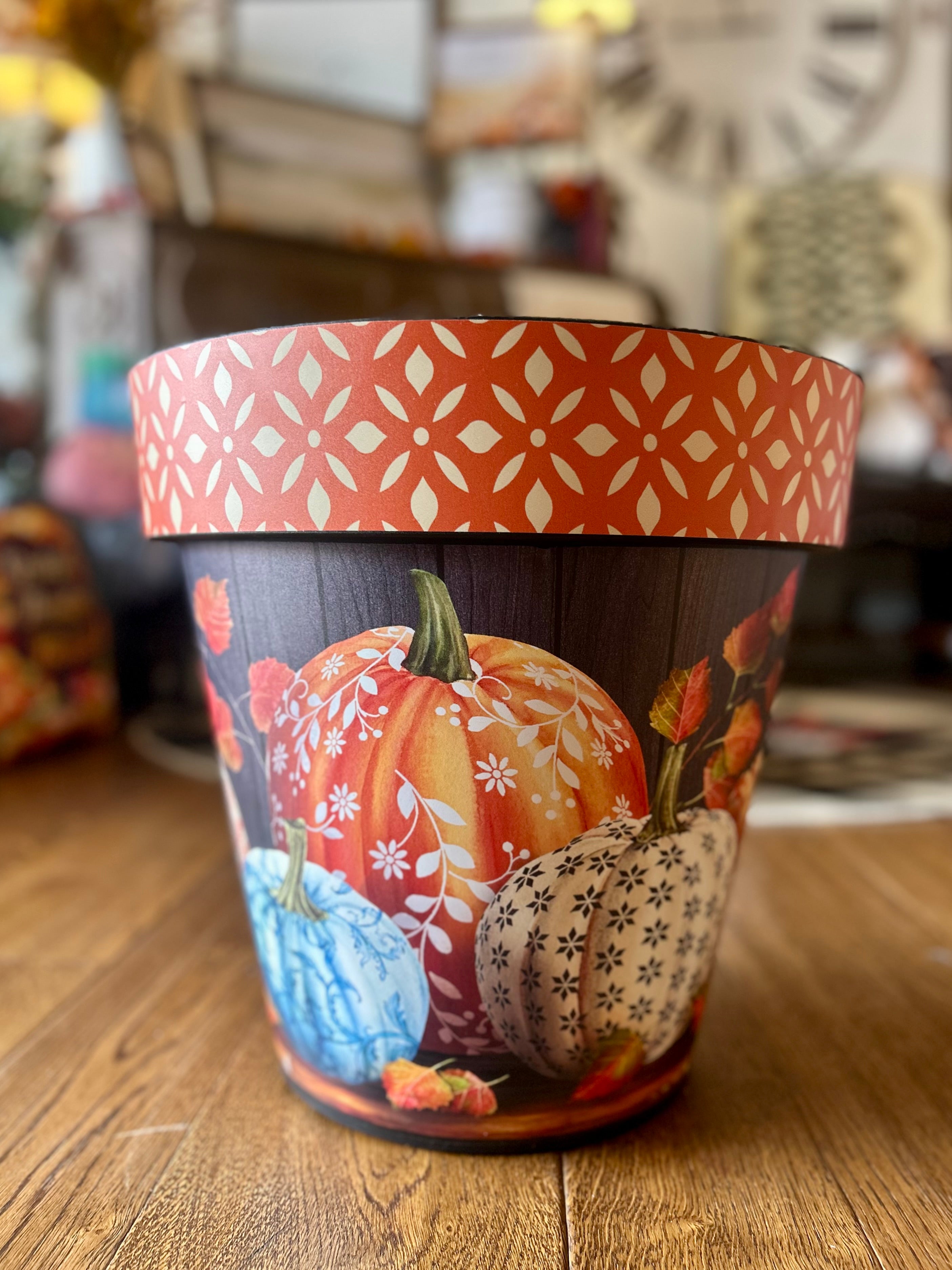 Fall Pumpkin Design Outdoor Pots