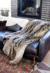 Gray Rabbit Faux Fur Throw 60"x72"