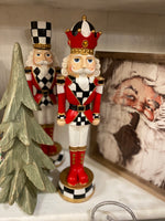 Load image into Gallery viewer, Nutcracker Black &amp; White, Gold, and Red with Check Pattern 13”h Set of 2
