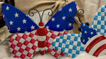 Load image into Gallery viewer, Patriotic Check, Stars &amp; Stripes Bugs Red White &amp; Blue Metal Stake

