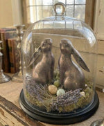 Load image into Gallery viewer, Pair of Bunnies Aged Gold with Bronze Weighted Bookends
