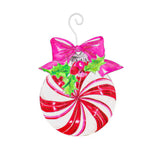 Load image into Gallery viewer, Holly and Bow Red White Pepppermint Red, Pink, White Ornament
