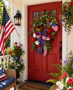 Load image into Gallery viewer, Americana: Ivy &amp; Hydrangea Wreath Red, White, Blue
