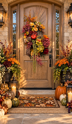 Load image into Gallery viewer, Fall Leopard Pumpkin Hydrangea Floral Wreath
