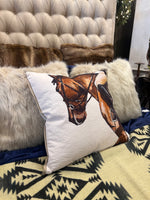 Load image into Gallery viewer, Horse and Rider Pillow 20”
