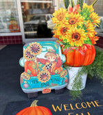 Load image into Gallery viewer, Fall/Halloween: Sunflowers Yellow, Orange, &amp; Green Metal Stake
