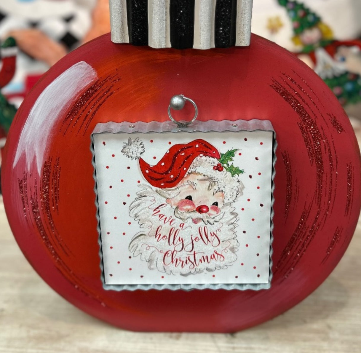 Santa in Red and White Mini Print Have A Holly Jolly Christmas