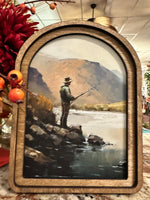 Load image into Gallery viewer, Fishing on the Rocks Arch Wood Picture in 8”x6”
