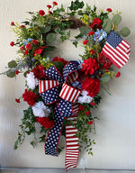 Load image into Gallery viewer, Americana: Ivy &amp; Hydrangea Wreath Red, White, Blue
