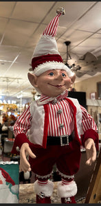 Posable Red & White Elf 22” with Bells