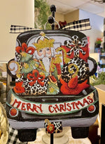 Load image into Gallery viewer, Santa Truck Metal Charm with Leopard Pattern
