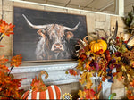 Load image into Gallery viewer, Orange &amp; White Stripe Metal Pumpkin Yard Stake

