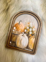 Load image into Gallery viewer, Fall Pumpkins Wood Frame Picture Arch Top Design

