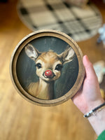 Load image into Gallery viewer, Rudolph Portrait Round Wood Frame Christmas Decor
