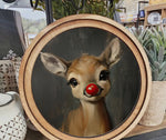 Load image into Gallery viewer, Rudolph Portrait Round Wood Frame Christmas Decor
