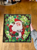 Load image into Gallery viewer, Santa with Holly &amp; Red Berries Buffalo Check Pattern
