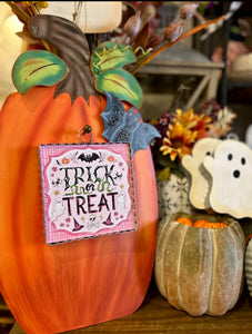 Pink Trick or Treat Mini Print with Galvanized Frame