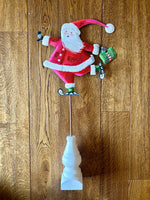 Load image into Gallery viewer, Skating Santa Metal Stake Red &amp; White
