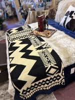 Load image into Gallery viewer, Aztec Awa Black and Natural Blanket
