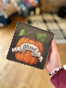 Blessed Pumpkin Mini Print with Galvanized Frame