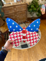 Load image into Gallery viewer, Patriotic Check, Stars &amp; Stripes Bugs Red White &amp; Blue Metal Stake
