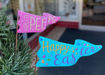Load image into Gallery viewer, Happy Easter &amp; Hello Peeps Metal Pennant Outdoor Stakes
