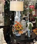 Load image into Gallery viewer, Fall Mixed Sunflower Arrangement in White Bubble Vase
