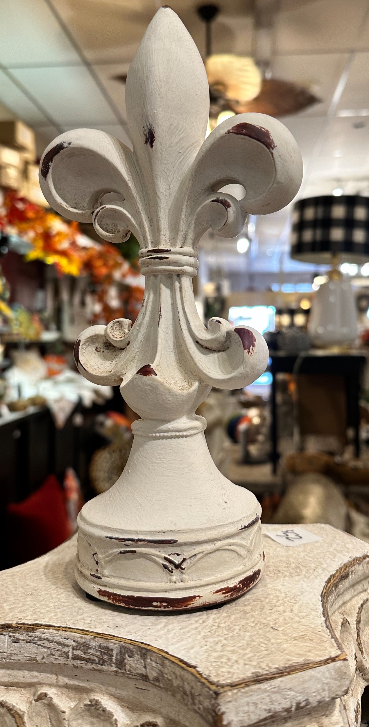 White Distressed Fleur de lis