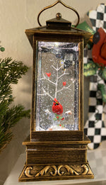 Load image into Gallery viewer, Musical 🎵Bronze Lantern Snow Globe with Cardinals
