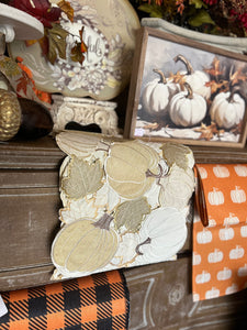 Elegant White, Gold, and Tan Pumpkin Table Runner