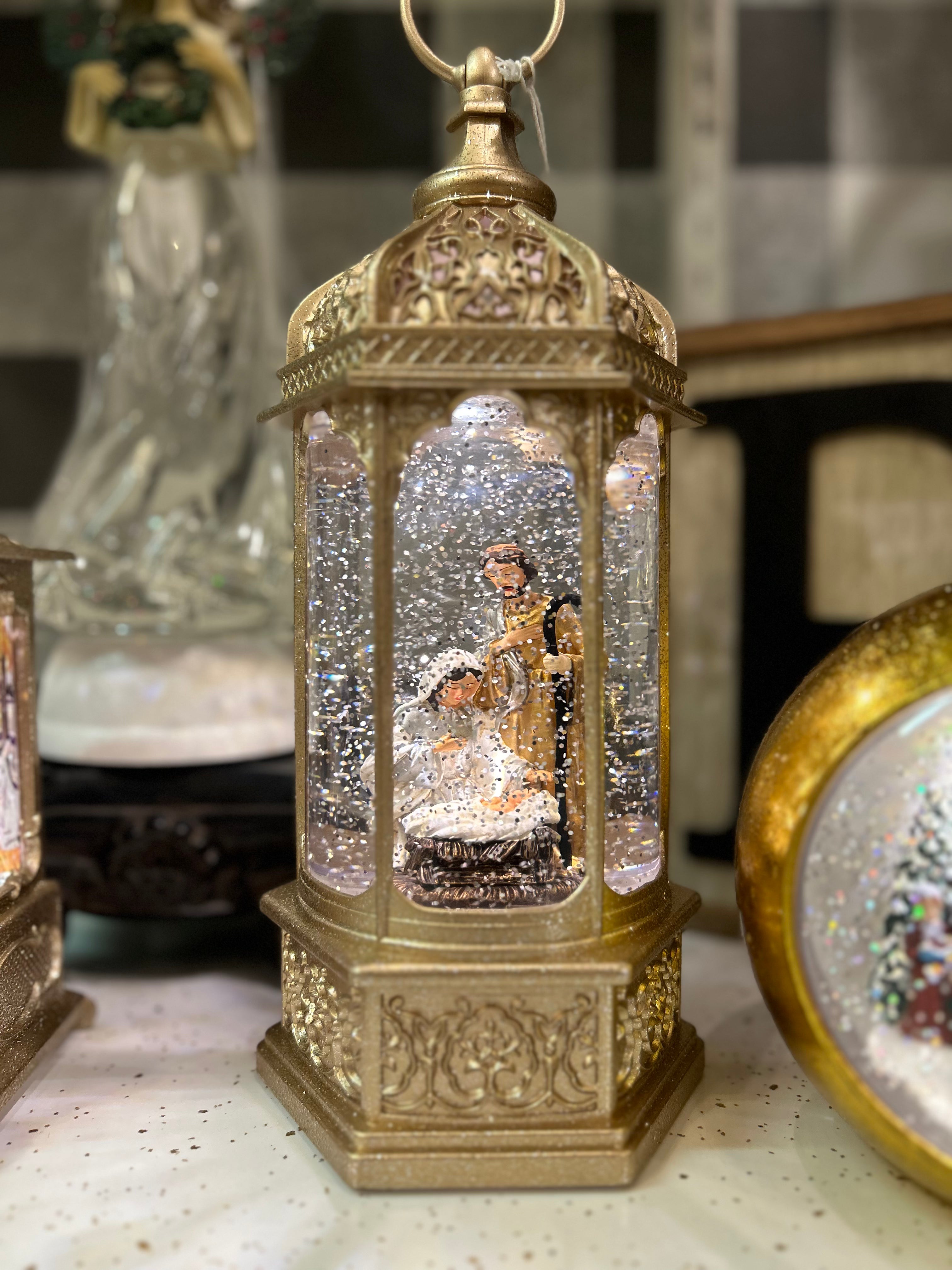 Gold Holy Family Ornate Snow Globe