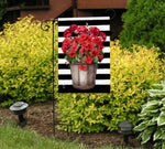 Load image into Gallery viewer, Red Geraniums with Black White Stripe Flag Outdoor
