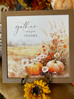 Load image into Gallery viewer, Gather and Give Thanks Fall Pumpkin Wood Framed Picture
