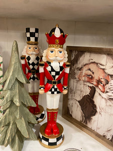 Nutcracker Black & White, Gold, and Red with Check Pattern 13”h Set of 2