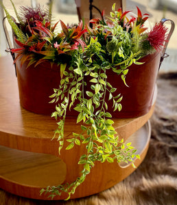 Brown Leather Oval Container with Buckles on Each End