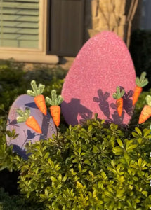 Spring/Easter Collection: Set of 6 Medium Glittered Eggs Metal Stake