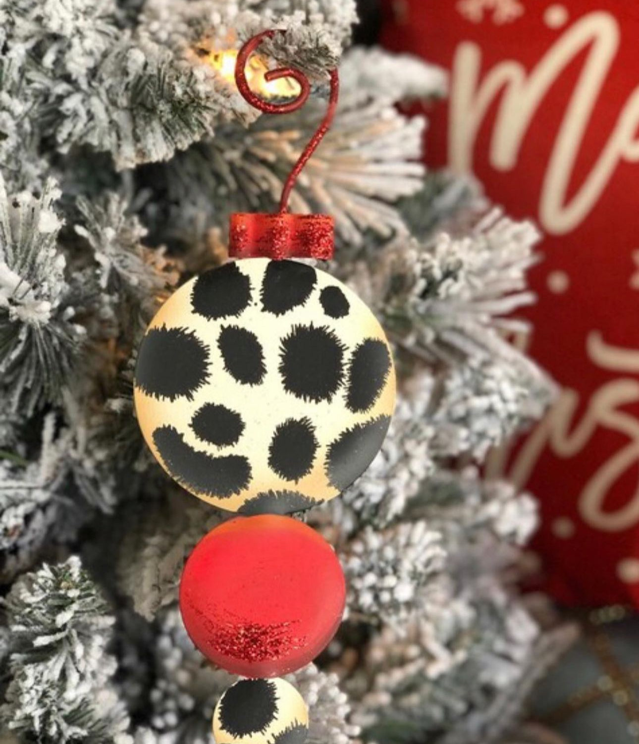 Red Stocking Leopard Set of 3 Ornaments