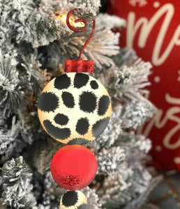 Red Stocking Leopard Set of 3 Ornaments