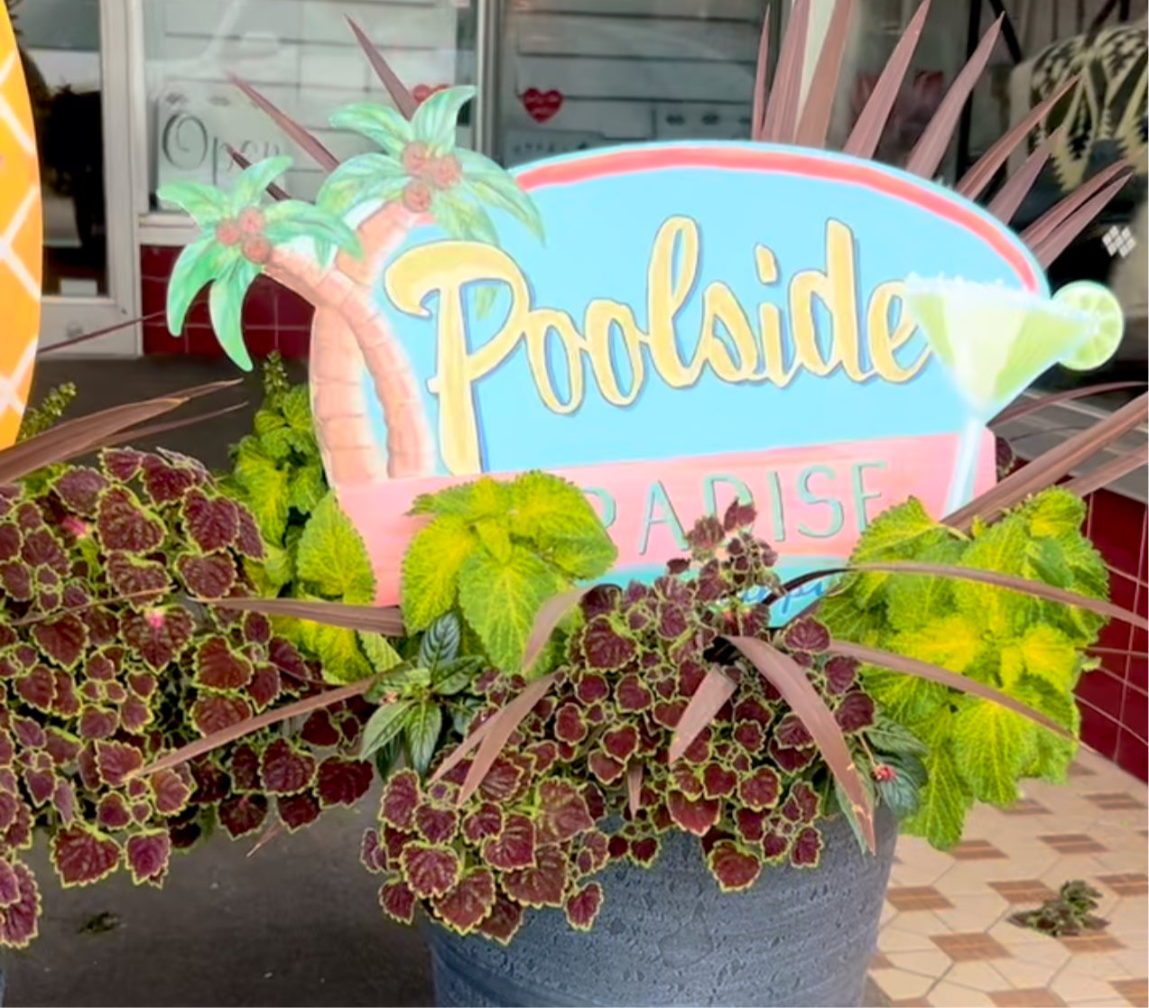 Poolside Paradise Metal Stake with Attached Easel