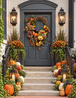 Load image into Gallery viewer, Luxe Large 34” Fall Leopard Pumpkin Hydrangea Floral Wreath
