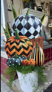 Harlequin Stacked Pumpkin Topiary