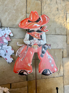 Cowboy Metal Stake Pistol Pete or Door Hanger