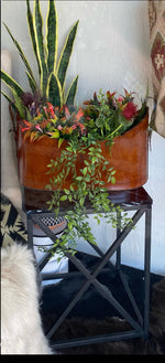 Load image into Gallery viewer, Brown Leather Oval Container with Buckles on Each End
