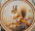 Load image into Gallery viewer, Fall Leaves and Squirrel Picture with Wood Frame
