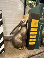 Load image into Gallery viewer, Pair of Bunnies Aged Gold with Bronze Weighted Bookends
