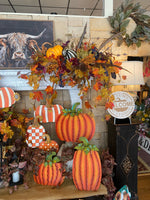 Load image into Gallery viewer, Set of 3 Orange Pumpkins with Easels and Stakes, Safe to Use Outdoor
